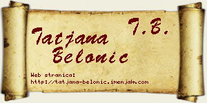 Tatjana Belonić vizit kartica